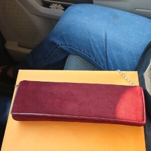 Aldo Burgundy Suede Wristlet